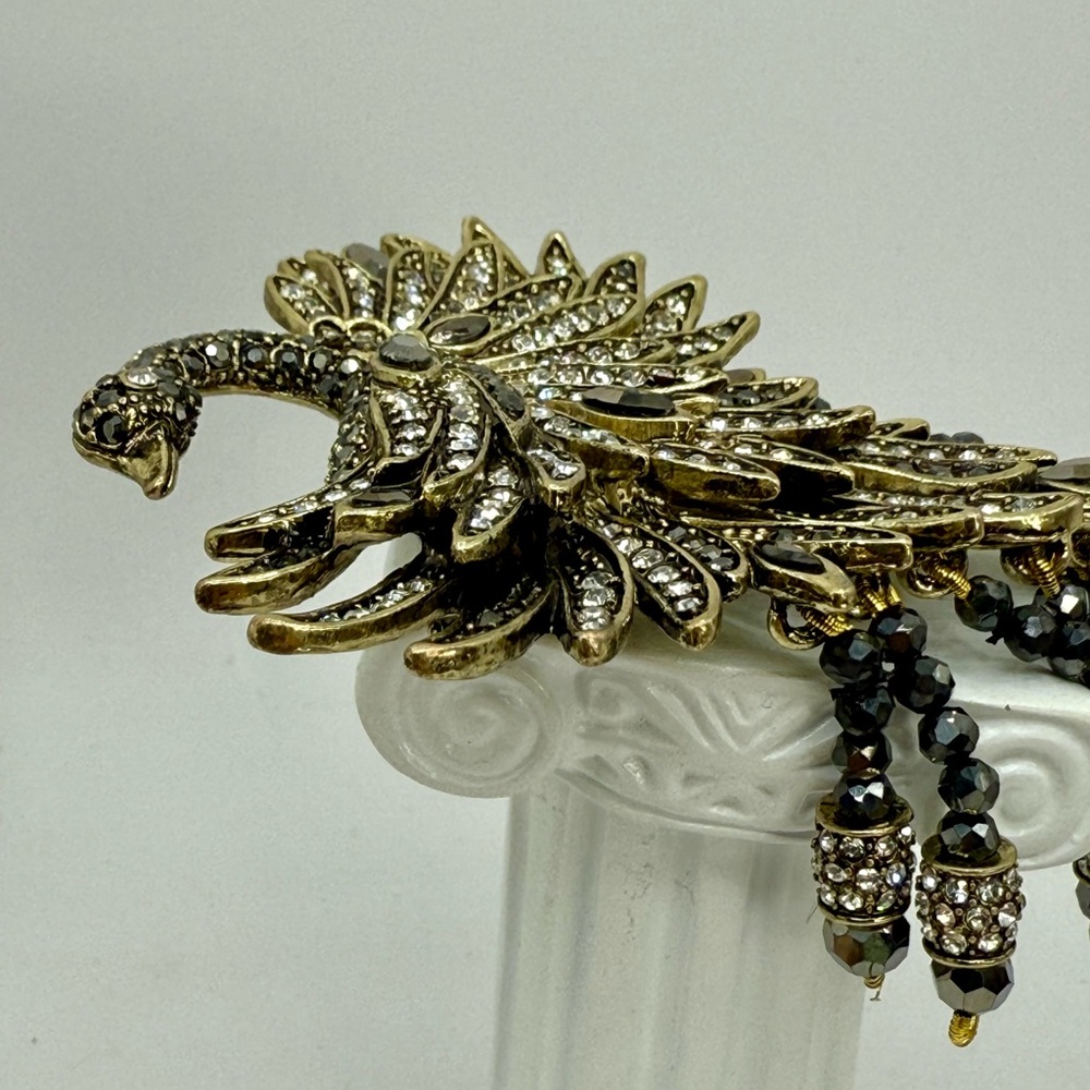 Heidi Daus “Graceful Beauty” Swan Brooch – Crystal Pave Statement Pin – Dangle - Picture 13 of 16